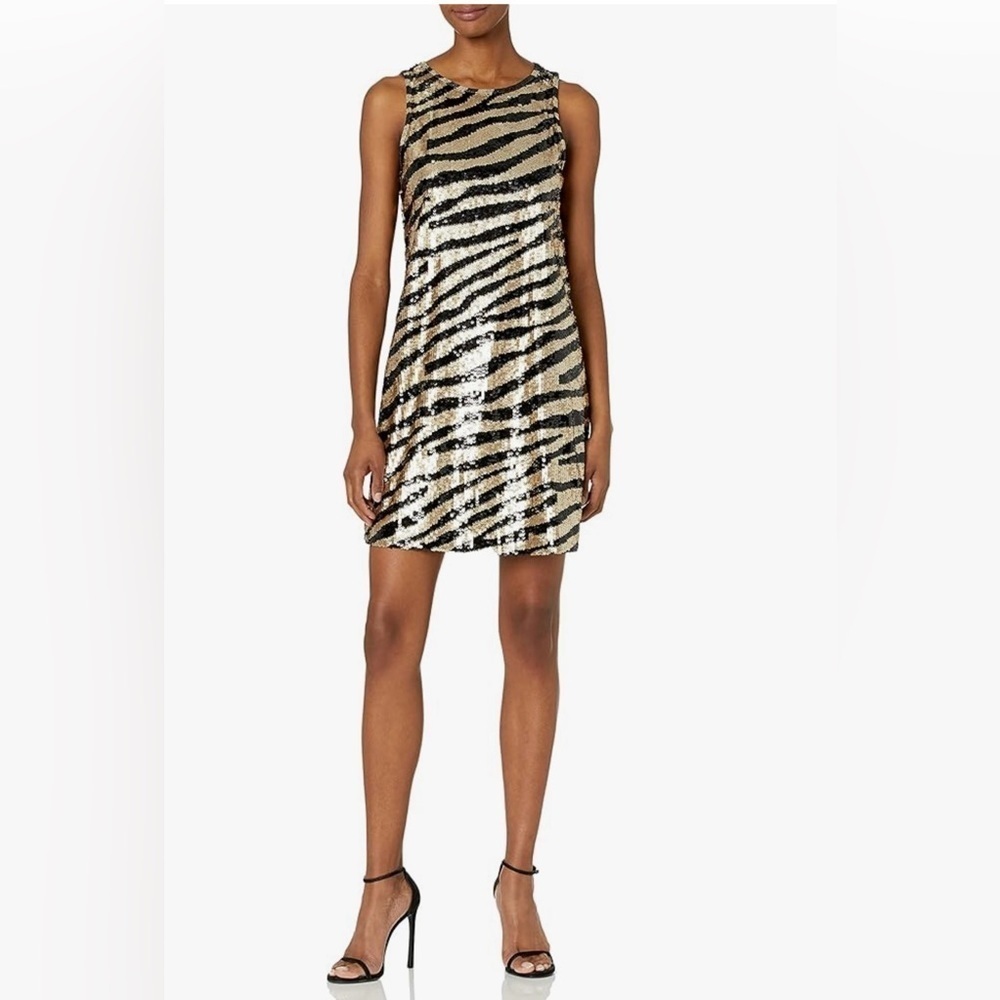 Trina Turk Women's Quartz Sequin Zebra Stripe Mini Dress NWT Size 6